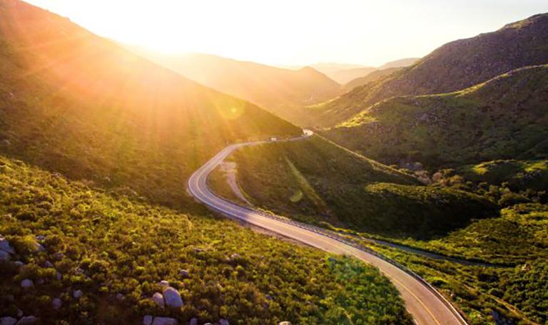 Picture of hills and road ahead