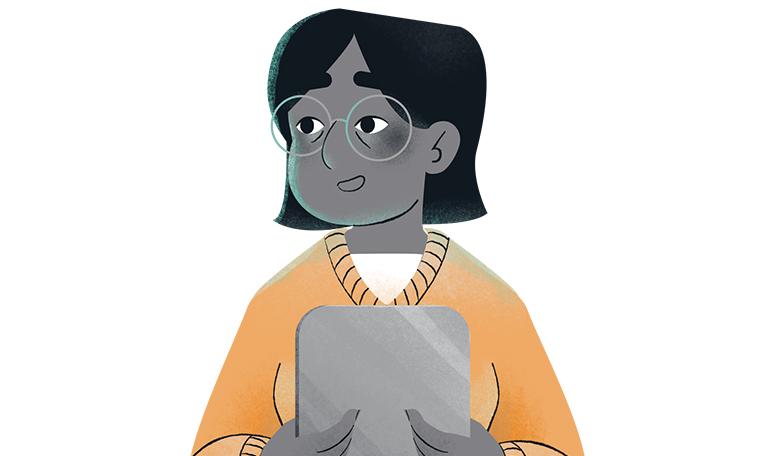 woman using tablet